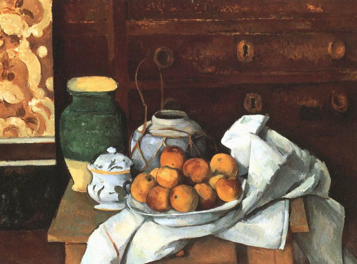 Still Life Poster Print by Paul Cezanne. . Paul Cezanne - Still Life - art. Artist: Paul Cezanne. Title: Still life with Commode. Painting ID: St1037